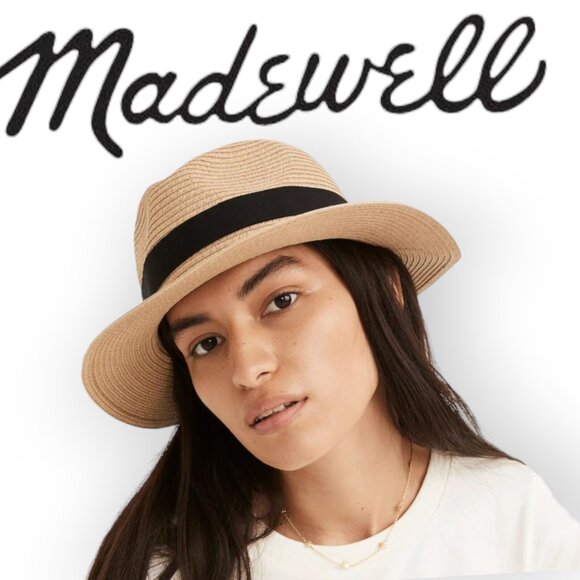 Madewell packable braided straw hat | floppy | beachy | travel | fun | OSFM | - Picture 1 of 11